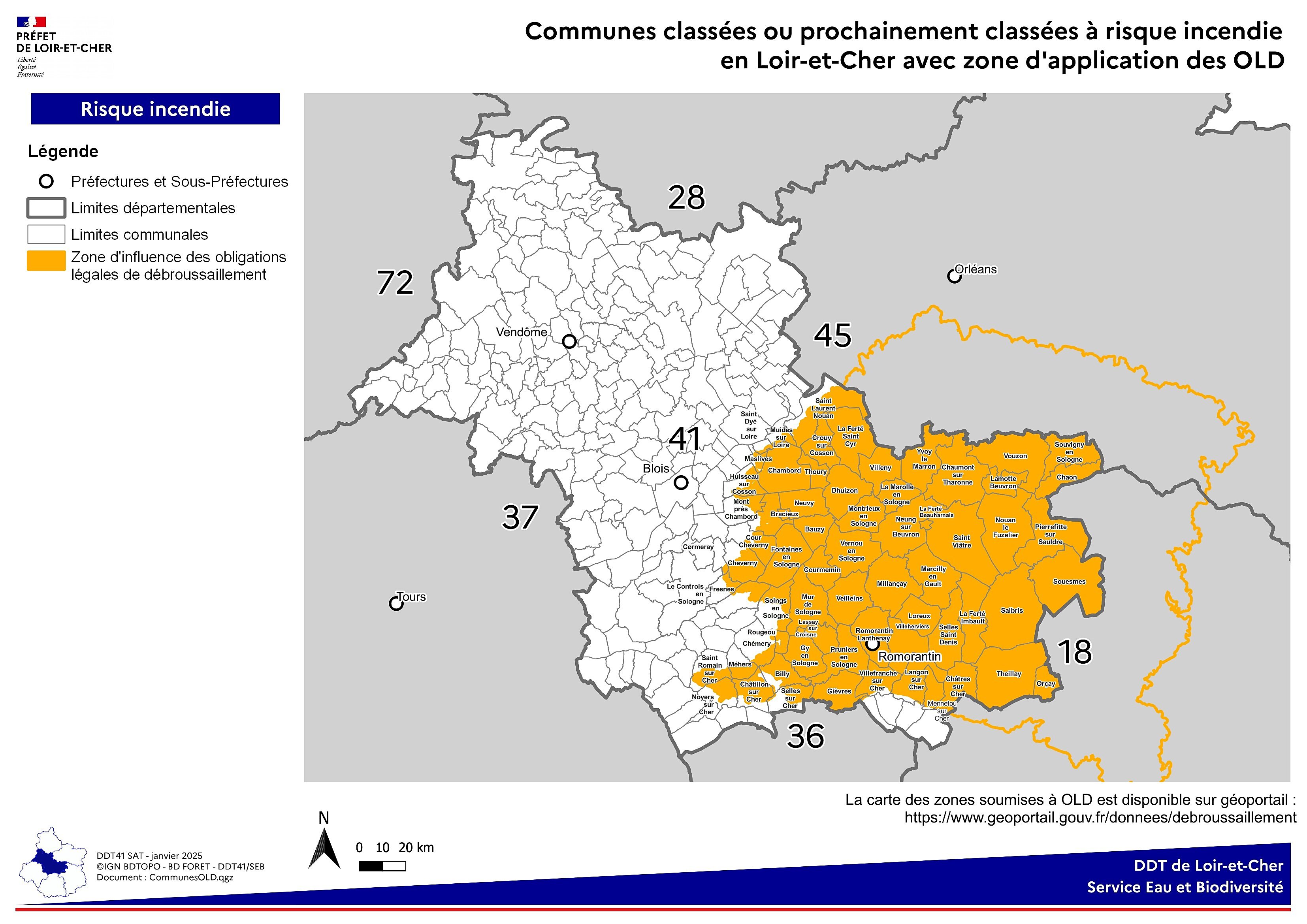 Carte zone à risque incendie
